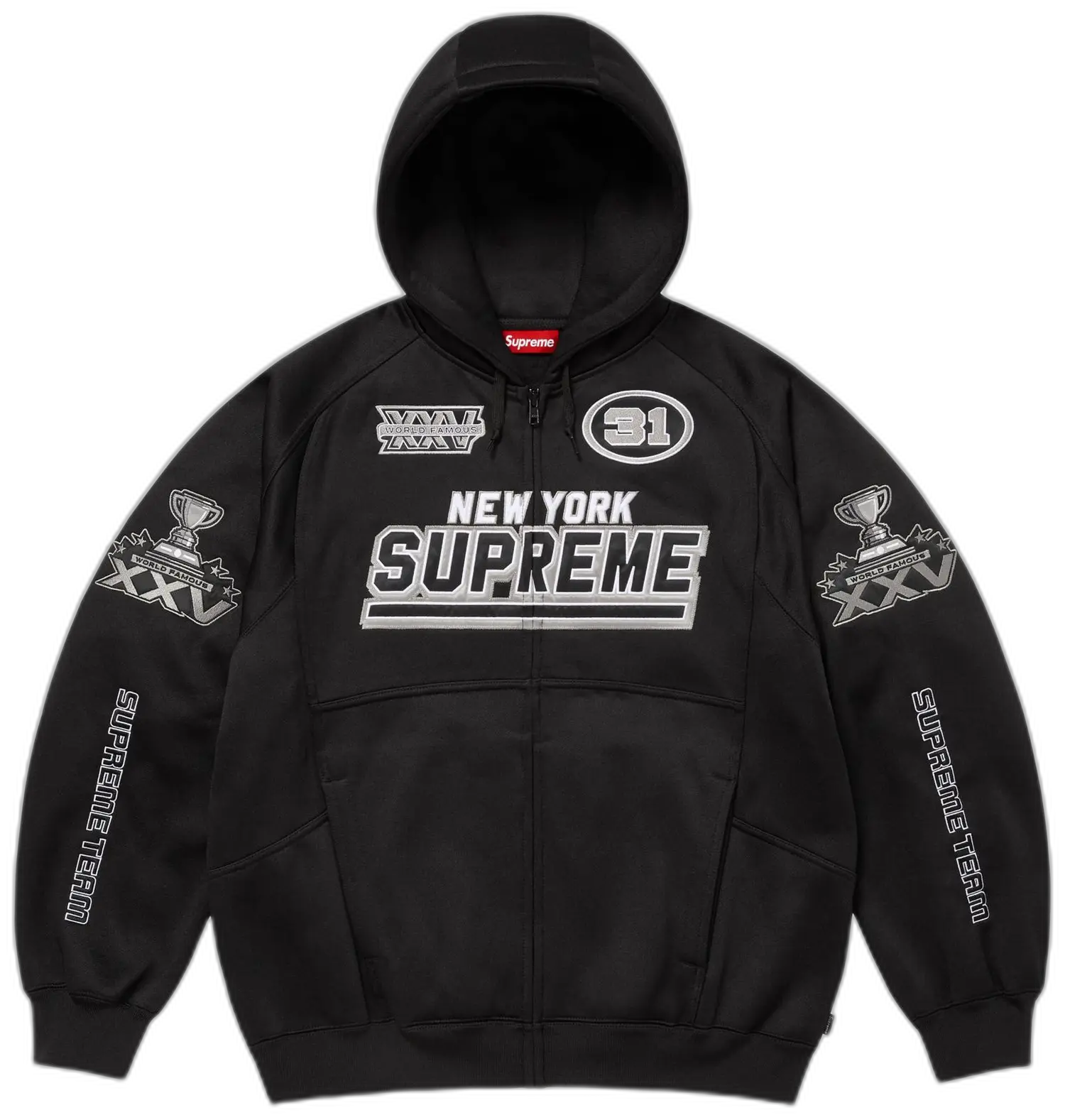 Supreme Football Zip Up Hooded Sweatshirt 'Black'